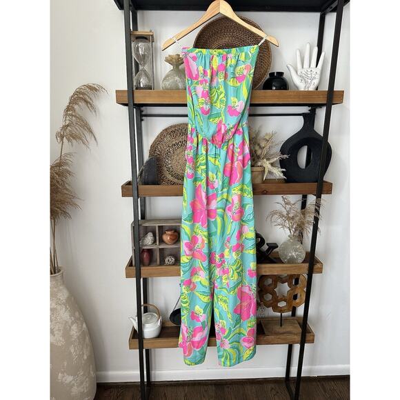 Lilly Pulitzer Size XS Strapless Wide Leg Elastic Waist Jumpsuit - Picture 4 of 8